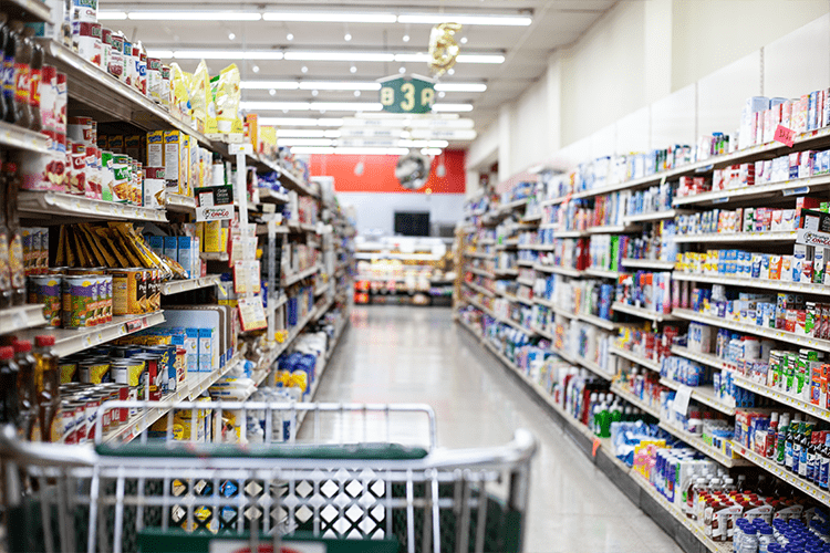 Murphy's Food King Shopping Cart in Aisle